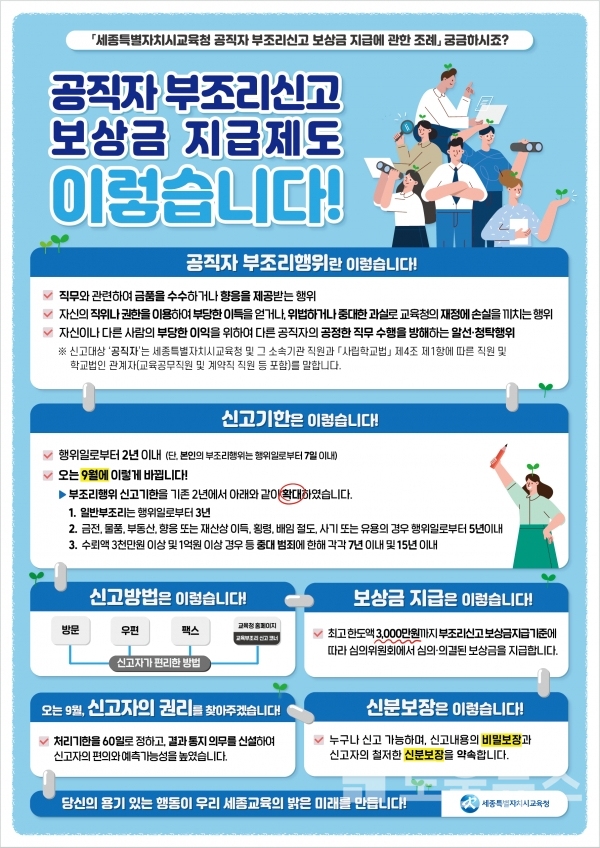 (사진제공=세종시교육청)공직자 부조리신고 보상금 지급제도 개선-(포스터)