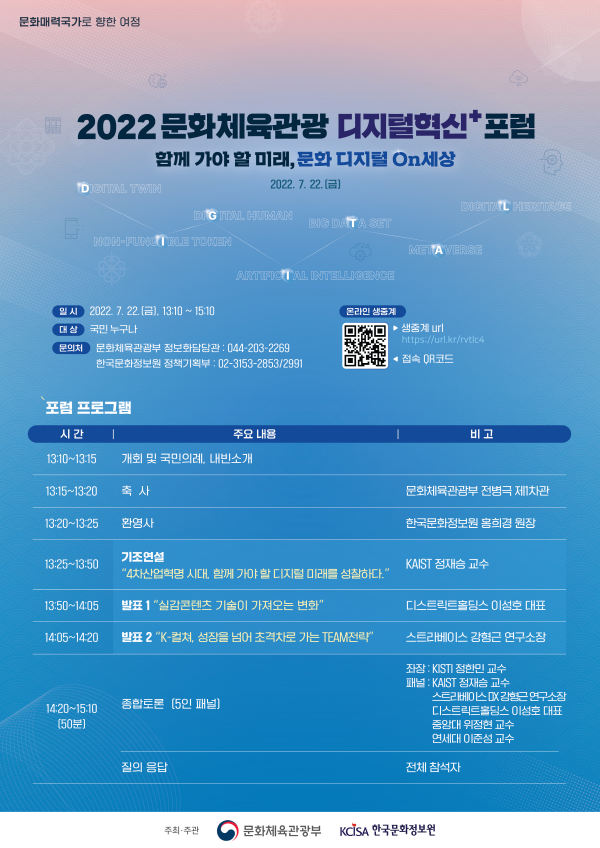 위 사진: 문화체육관광 디지털혁신+ 포럼 포스터